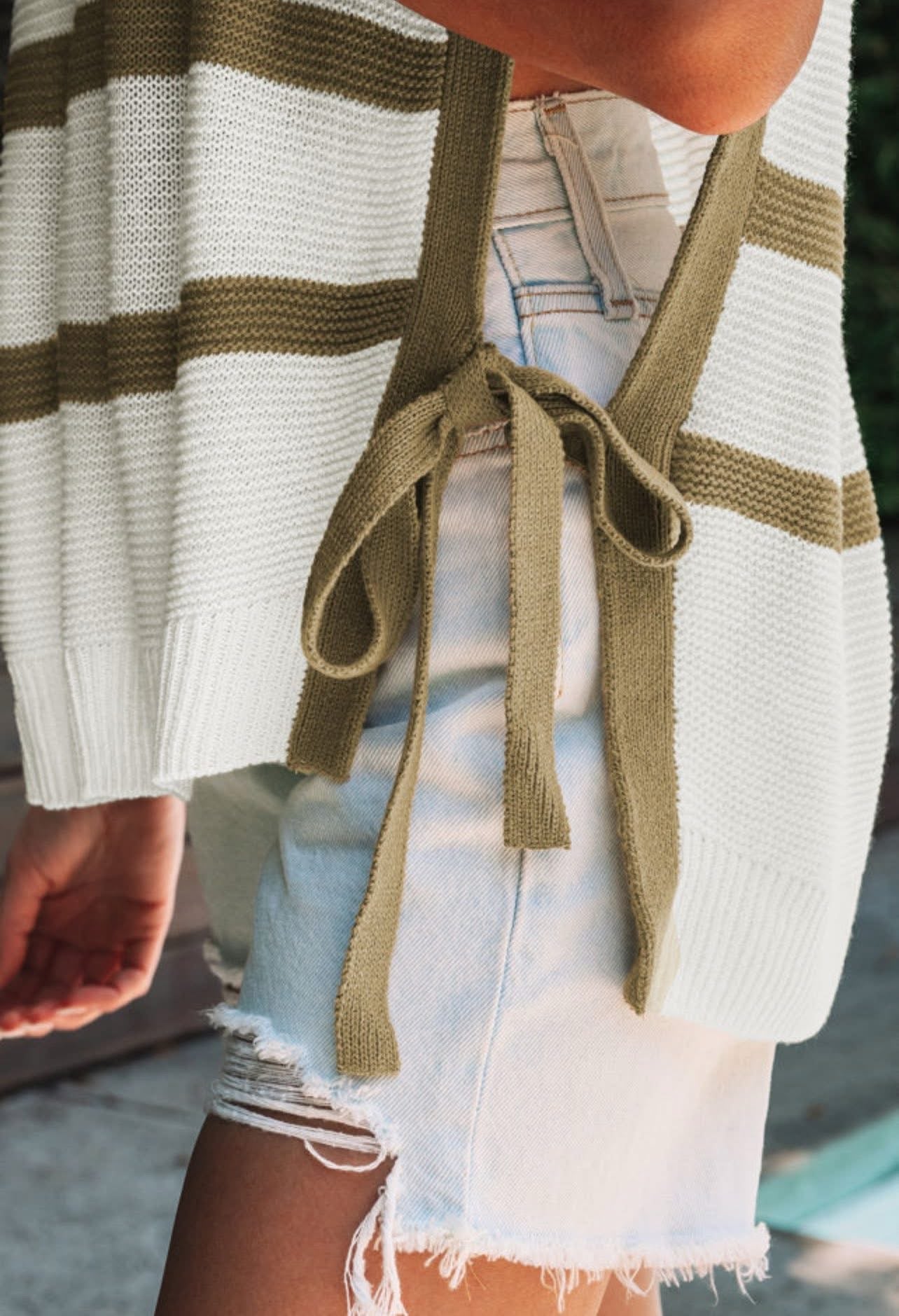 Striped Tie Sweater