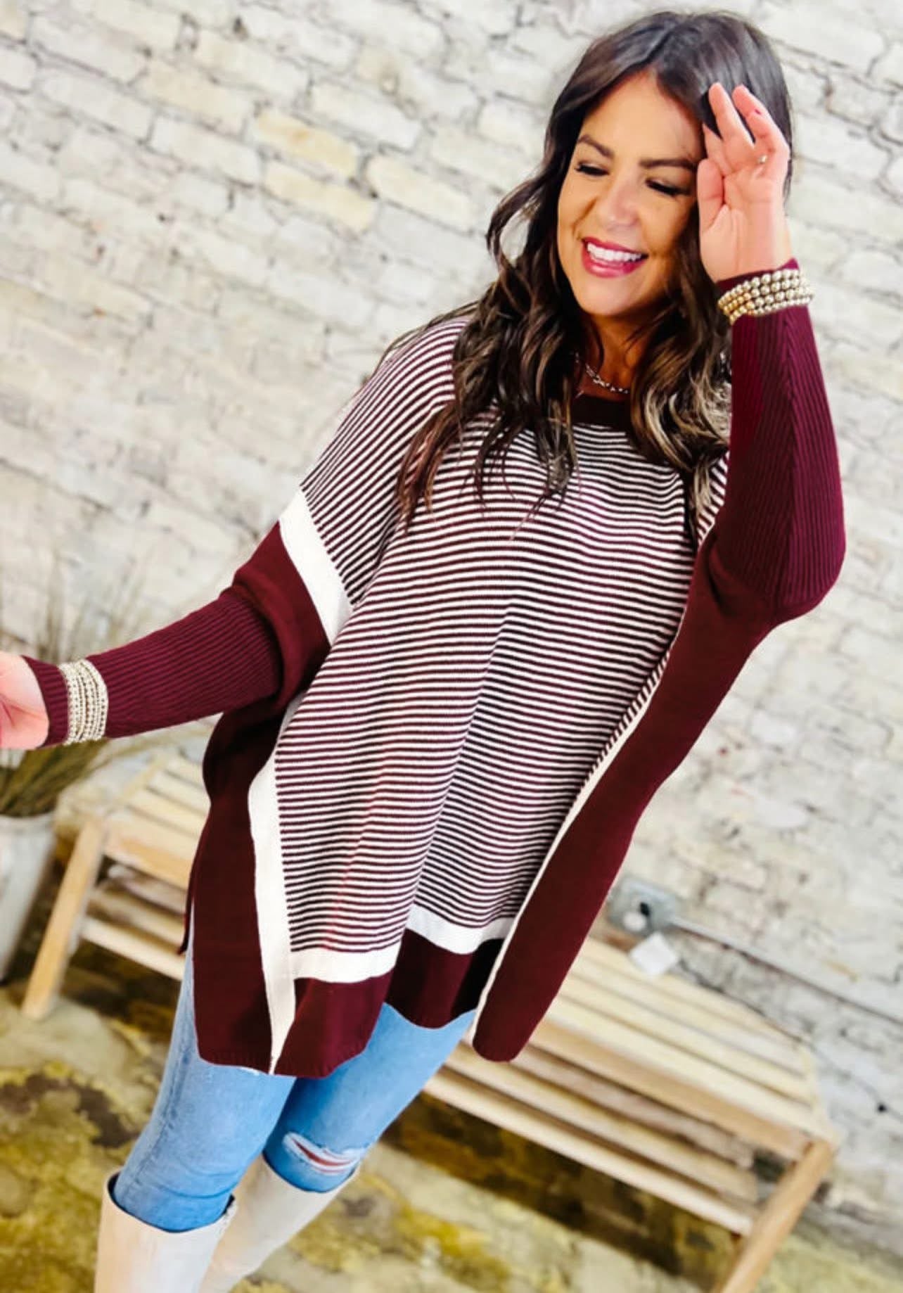 Maroon Striped Sweater