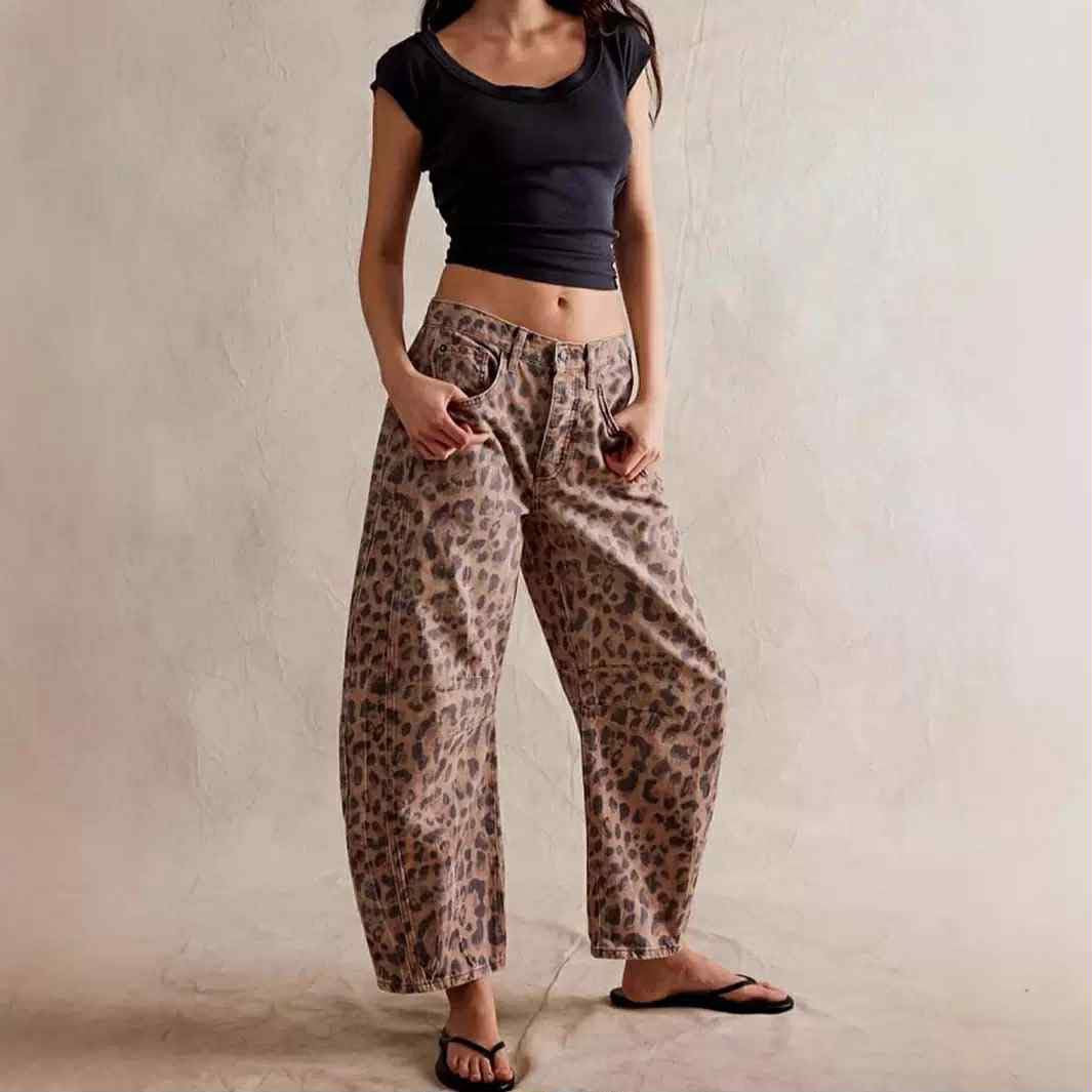 Leopard Barrel Jeans