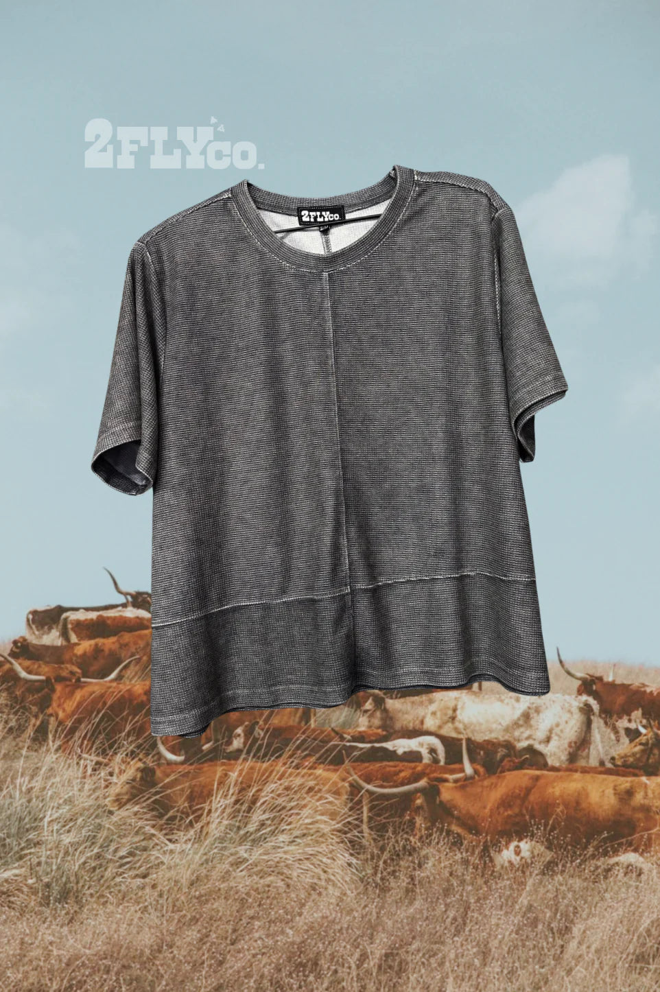 Waffle Tee-Charcoal