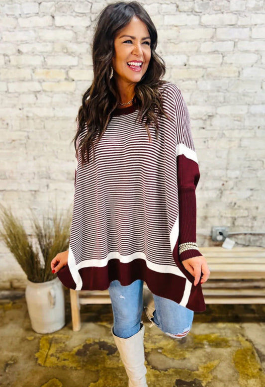 Maroon Striped Sweater