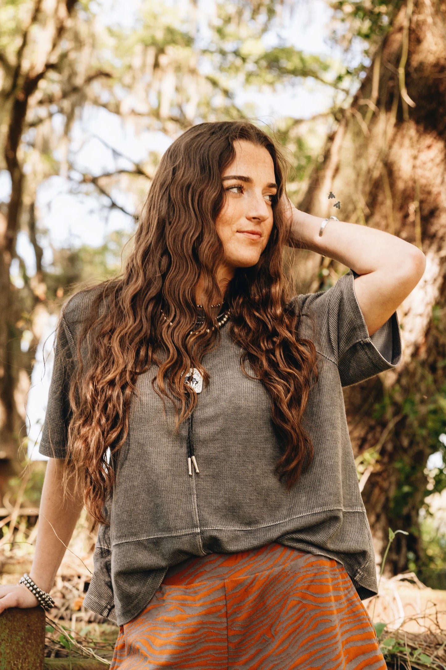 Waffle Tee-Charcoal