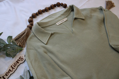 Waffle Knit Top Green