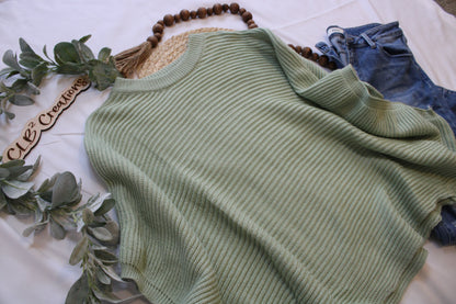 Pastel Meg Pullover Poncho in Sage Green