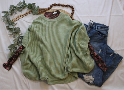 Pastel Meg Pullover Poncho in Sage Green