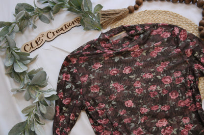 Mock Neck Floral Mesh Top