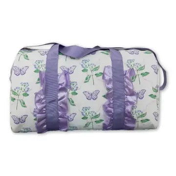 Lavendar Floral Ruffle Duffle Bag