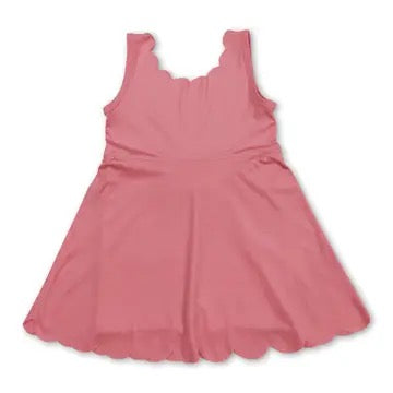 Peach Sleeveless Scallop Girls Athletic Dress